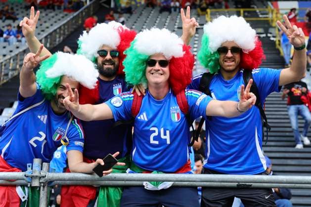 Italian fans cheer on prior to the Euro 2024 Group Stage B football match between Italy and Albania at BVB Stadium in Dortmund (Germany), June 15th, 2024. cesarexpurini