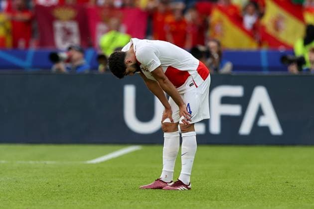 Soccer UEFA EURO 2024 Group Stage 1 Matchday Spain Croatia on 15 06 2024 at Olympiastadion Berlin in Berlin Josko Gvardiol Croatia disappointed after the match Defeat xMSx
