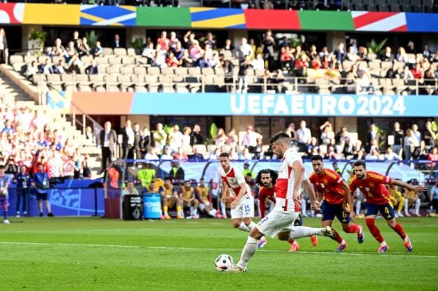 Spain v Croatia: Group B - UEFA EURO, EM, Europameisterschaft,Fussball 2024 BERLIN, GERMANY - JUNE 15: Bruno Petkovic of Croatia takes a penalty kick during the UEFA EURO 2024 group stage match between Spain and Croatia at Olympiastadion on June 15, 2024 in Berlin, Germany. MarkoxLukunic PIXSELL