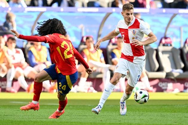 Spain v Croatia: Group B - UEFA EURO, EM, Europameisterschaft,Fussball 2024 BERLIN, GERMANY - JUNE 15: Josip Stanisic of Croatia controls the ball during the UEFA EURO 2024 group stage match between Spain and Croatia at Olympiastadion on June 15, 2024 in Berlin, Germany. MarkoxLukunic PIXSELL