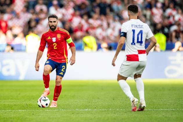 UEFA EURO 2024 Spain Croatia 15 06 2024 Dani Carvajal Spain, 2 , Ivan Perisic Croatia, 14 UEFA EURO 2024 Spain Croatia Olympiastadion, Berlin 15 06 2024 Copyright: xBEAUTIFULxSPORTS Buriakovx