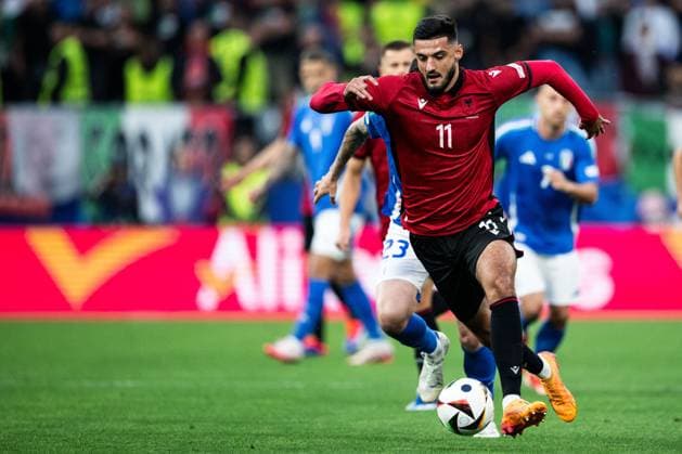 240615 Armando Broja of Albania during the UEFA Euro 2024 Football Championship match between Italy and Albania on June 15, 2024 in Dortmund Photo Jesper Zerman BILDBYRAN kod JZ JZ0538 fotboll football soccer fotballs em europamästerskap em uefa euro uefa european football championship euro 2024 italy albanien albania bbeng  Copyright: JESPERxZERMAN BB240615JZ045