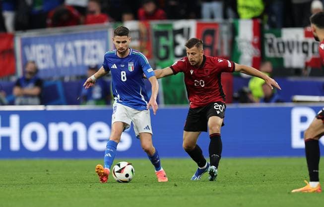 15 06 2024, European Football Championship, UEFA EURO 2024, Italy Albania, Group B, BVB Stadion Dortmund, v l , Jorge Luiz Jorginho Italy , Ylber Ramadani Albania Copyright: HMBxMedia