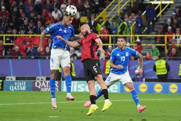 Header Gianluca Scamacca Italy, Italy, Italia, 09 Dortmund 15 06 2024 Italy vs Albania, EURO2024 M4, Group B, EM Arena Dortmund