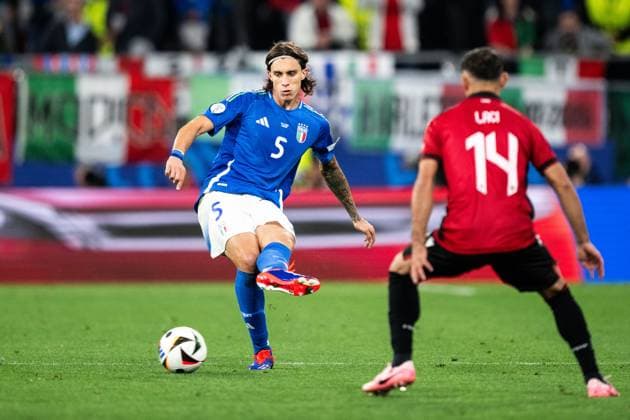 240615 Riccardo Calafiori of Italy during the UEFA Euro 2024 Football Championship match between Italy and Albania on June 15, 2024 in Dortmund Photo Jesper Zerman BILDBYRAN kod JZ JZ0538 fotboll football soccer fotballs em europamästerskap em uefa euro uefa european football championship euro 2024 italy albanien albania bbeng  Copyright: JESPERxZERMAN BB240615JZ089