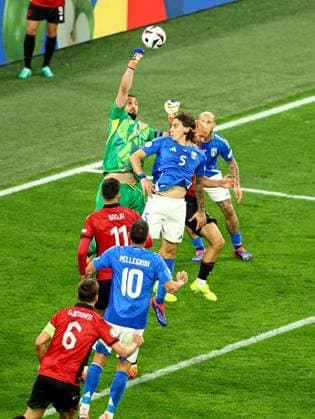 Gianluigi Donnarumma of Italy makes a save Italy v Albania, UEFA European Championship, EM, Europameisterschaft 2024, Group B, Football, BVB Stadion, Dortmund, Germany, 15 Jun 2024 EDITORIAL USE ONLY No use with unauthorised audio, video, data, fixture lists, club league logos or live services. Online in-match use limited to 120 images, no video emulation. No use in betting, games or single club league player publications.  Copyright: xKieranxMcManus Shutterstockx 14539296bw