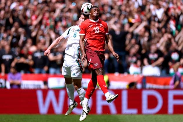 DUAH Kwadwo Team Switzerland with ORBAN Willi UEFA Football EURO 2024 in Germany Match Group A Hungary Switzerland 1 3 on 15 06 2024 in Cologne DFL REGULATIONS PROHIBIT ANY USE OF PHOTOGRAPHS as IMAGE SEQUENCES and or QUASI VIDEO Copyright: xLacixPerenyix