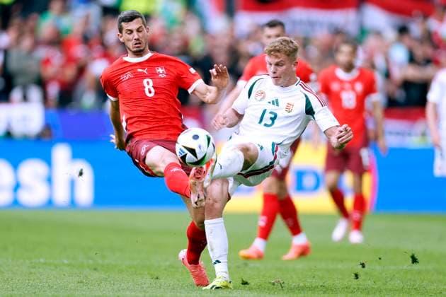 FREULER Demo Team Switzerland with SCHAEFER Andras UEFA Football EURO 2024 in Germany Match Group A Hungary Switzerland 1 3 on 15 06 2024 in Cologne DFL REGULATIONS PROHIBIT ANY USE OF PHOTOGRAPHS as IMAGE SEQUENCES and or QUASI VIDEO Copyright: xLacixPerenyix