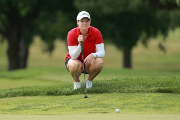 Meijer LPGA, Golf Damen Classic Ally Ewing of the United States lines up her putt on the 8th green during Day Three of the Meijer LPGA Classic for Simply Give golf tournament at Blythefield Country Club in Belmont, MI, USA Saturday, June 15, 2024. Belmont Michigan United States  Copyright: xJorgexLemusx originalFilename:lemus-meijerlp240615_npplp.jpg