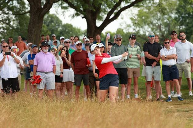 Meijer LPGA, Golf Damen Classic Ally Ewing of the United States hits out of the rough on her second intent toward the 10th green during Day Three of the Meijer LPGA Classic for Simply Give golf tournament at Blythefield Country Club in Belmont, MI, USA Saturday, June 15, 2024. Belmont Michigan United States  Copyright: xJorgexLemusx originalFilename:lemus-meijerlp240615_npfw7.jpg