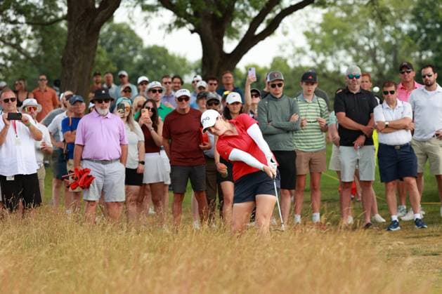 Meijer LPGA, Golf Damen Classic Ally Ewing of the United States hits out of the rough on her second intent toward the 10th green during Day Three of the Meijer LPGA Classic for Simply Give golf tournament at Blythefield Country Club in Belmont, MI, USA Saturday, June 15, 2024. Belmont Michigan United States  Copyright: xJorgexLemusx originalFilename:lemus-meijerlp240615_npLKy.jpg