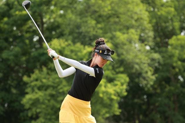 Meijer LPGA, Golf Damen Classic Grace Kim of Australia tees off on the 12th hole during Day Three of the Meijer LPGA Classic for Simply Give golf tournament at Blythefield Country Club in Belmont, MI, USA Saturday, June 15, 2024. Belmont Michigan United States  Copyright: xJorgexLemusx originalFilename:lemus-meijerlp240615_npHq1.jpg