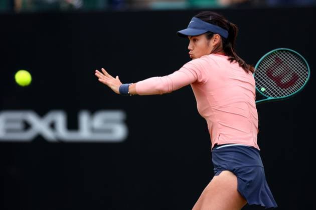 15th June 2024; Lexus Nottingham Tennis Centre, Nottingham, England; Rothesay Nottingham Open, Day 6; Emma Raducanu in action during her match with Katie Boulter , womens singles semi-final  ActionPlus12655049 ShaunxBrooks