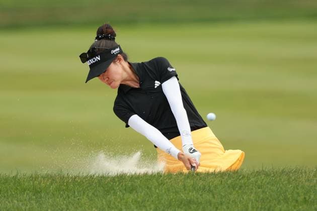 Meijer LPGA, Golf Damen Classic Grace Kim of Australia hits out of the bunker on the 10th hole during Day Three of the Meijer LPGA Classic for Simply Give golf tournament at Blythefield Country Club in Belmont, MI, USA Saturday, June 15, 2024. Belmont Michigan United States  Copyright: xJorgexLemusx originalFilename:lemus-meijerlp240615_np1Jv.jpg