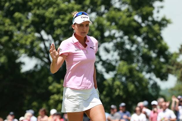 Meijer LPGA, Golf Damen Classic Lexi Thompson of the United States acknowledges the crowd after her birdie on the 9th green during Day Three of the Meijer LPGA Classic for Simply Give golf tournament at Blythefield Country Club in Belmont, MI, USA Saturday, June 15, 2024. Belmont Michigan United States  Copyright: xJorgexLemusx originalFilename:lemus-meijerlp240615_npXkm.jpg