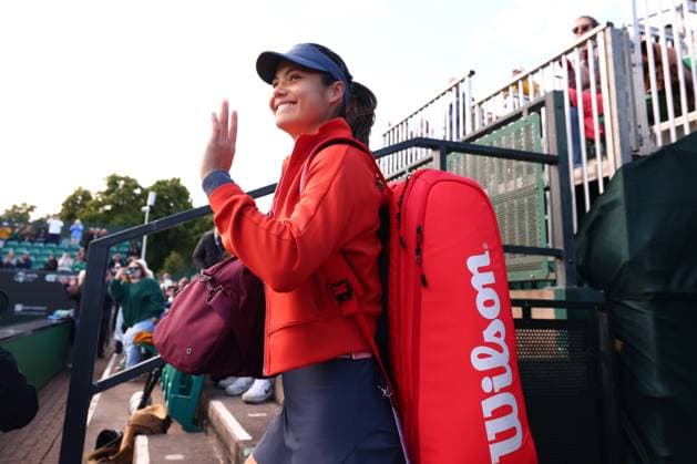 15th June 2024; Lexus Nottingham Tennis Centre, Nottingham, England; Rothesay Nottingham Open, Day 6; Emma Raducanu is introduced to the crowd before her womens singles semi-final match with Katie Boulter  ActionPlus12655063 ShaunxBrooks