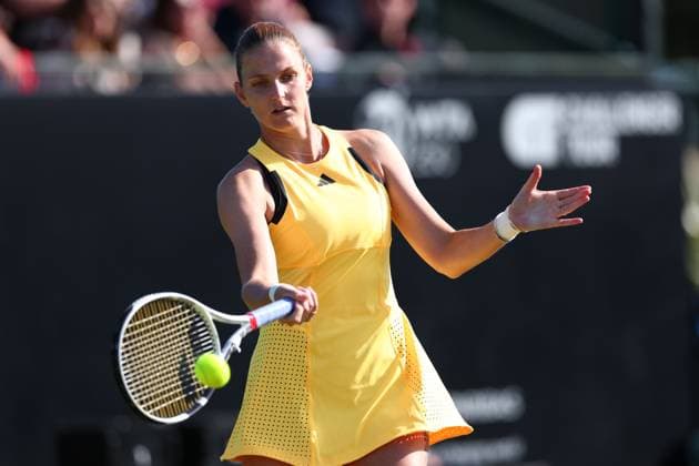 15th June 2024; Lexus Nottingham Tennis Centre, Nottingham, England; Rothesay Nottingham Open, Day 6; Karolina Pilskova during her womens singles quarter-final match with Ons Jabeur  ActionPlus12655068 ShaunxBrooks