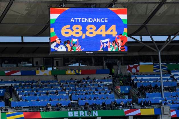 GER, Berlin, Soccer, Spain vs. Croatia, Group B, Group stage, UEFA EURO 2024, MD3, SP1, Olympia Stadion Berlin, 68844 spectators, LED scoreboard, 15 06 2024, Copyright: HMBxMedia UwexKoch
