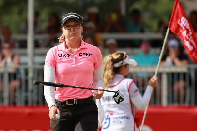 Meijer LPGA, Golf Damen Classic Brooke Henderson of Canada reacts to her putt on the 18th green during Day Three of the Meijer LPGA Classic for Simply Give golf tournament at Blythefield Country Club in Belmont, MI, USA Saturday, June 15, 2024. Belmont Michigan United States  Copyright: xJorgexLemusx originalFilename:lemus-meijerlp240615_npvuq.jpg