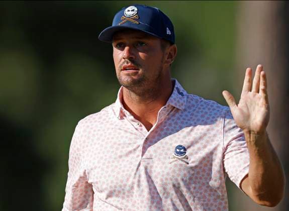 Bryson DeChambeau reacts after a birdie putt on the tenth hole during the third round of the 124th U.S. Open golf championship at Pinehurst Resort & Country Club in Pinehurst, N.C. on Saturday, June 15, 2024.  NCP20240615338 JOHNxANGELILLO