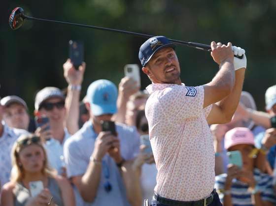 Bryson DeChambeau watches his tee shot on the eighth hole during the third round of the 124th U.S. Open golf championship at Pinehurst Resort & Country Club in Pinehurst, N.C. on Saturday, June 15, 2024.  NCP20240615340 JOHNxANGELILLO