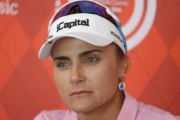 GRAND RAPIDS, MI - JUNE 15: LPGA, Golf Damen golfer Lexi Thompson talks to the media after shooting 7 under par for her third round score during the LPGA Meijer LPGA Classic for Simply Give on June 15th, 2024, at Blythefield Country Club in Grand Rapids, Michigan. (Photo by Brian Spurlock Icon Sportswire) GOLF: JUN 15 LPGA Meijer LPGA Classic for Simply Give EDITORIAL USE ONLY Icon24061541