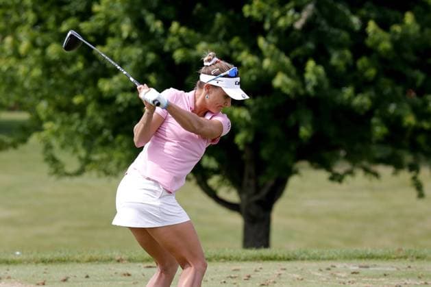 GRAND RAPIDS, MI - JUNE 15: LPGA, Golf Damen golfer Lexi Thompson hits balls on the practice range after finishing her 3rd round during the LPGA Meijer LPGA Classic for Simply Give on June 15th, 2024, at Blythefield Country Club in Grand Rapids, Michigan. (Photo by Brian Spurlock Icon Sportswire) GOLF: JUN 15 LPGA Meijer LPGA Classic for Simply Give EDITORIAL USE ONLY Icon24061552