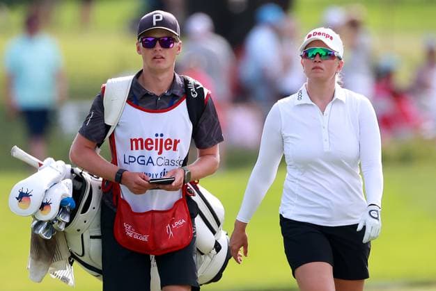 Meijer LPGA, Golf Damen Classic Nanna Koerstz Madsen of Smoerum, Denmark walks with her caddie on the 18th fairway during the third round of the Meijer LPGA Classic for Simply Give golf tournament at Blythefield Country Club in Belmont, MI, USA Saturday, June 15, 2024. Belmont Michigan United States  Copyright: xAmyxLemusx originalFilename:lemus-meijerlp240615_np8eM.jpg