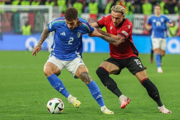Euro 2024 Italy Albania on 15 06 2024 at Signal Iduna Park in Dortmund Giovanni Di Lorenzo Italy 2 vs Taulan Sulejmanov Seferi Albania 15 MH