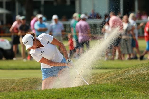 Meijer LPGA, Golf Damen Classic Alexa Pano of the United States hits out of the bunker toward the 18th green during Day Three of the Meijer LPGA Classic for Simply Give golf tournament at Blythefield Country Club in Belmont, MI, USA Saturday, June 15, 2024. Belmont Michigan United States  Copyright: xJorgexLemusx originalFilename:lemus-meijerlp240615_npGPl.jpg
