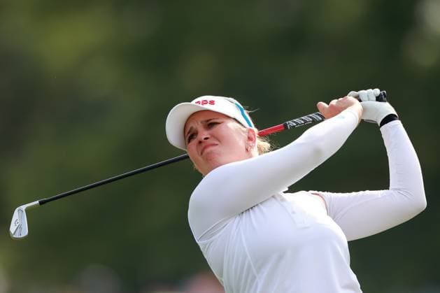 Meijer LPGA, Golf Damen Classic Nanna Koerstz Madsen of Smoerum, Denmark hits from the 18th fairway during the third round of the Meijer LPGA Classic for Simply Give golf tournament at Blythefield Country Club in Belmont, MI, USA Saturday, June 15, 2024. Belmont Michigan United States  Copyright: xAmyxLemusx originalFilename:lemus-meijerlp240615_npAqz.jpg