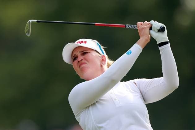 Meijer LPGA, Golf Damen Classic Nanna Koerstz Madsen of Smoerum, Denmark hits on the 18th fairway during the third round of the Meijer LPGA Classic for Simply Give golf tournament at Blythefield Country Club in Belmont, MI, USA Saturday, June 15, 2024. Belmont Michigan United States  Copyright: xAmyxLemusx originalFilename:lemus-meijerlp240615_npyWb.jpg