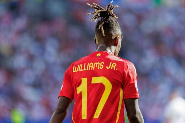 June 15, 2024, Berlin, Germany: Nico Williams of (Spain) seen in action during the UEFA EURO, EM, Europameisterschaft,Fussball 2024 game between national teams of Spain and Croatia at Olympiastadion. Final scores Spain 3:0 Croatia. Berlin Germany - ZUMAs197 20240615_aaa_s197_308 Copyright: xMaciejxRogowskix