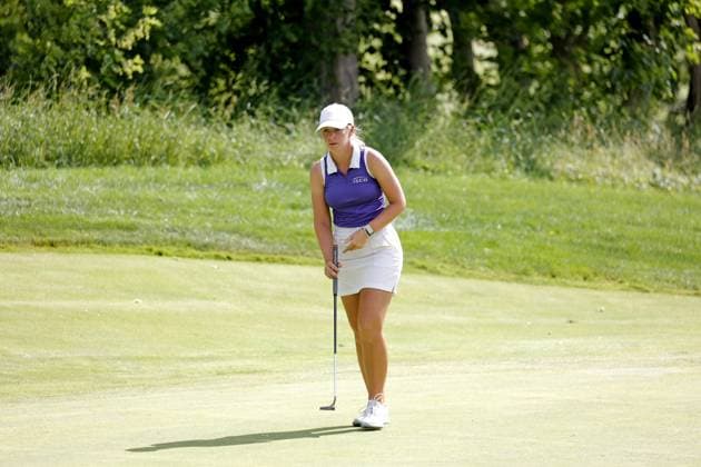 GRAND RAPIDS, MI - JUNE 15: LPGA, Golf Damen golfer Lauren Hartlage putts on the 16th hole during the LPGA Meijer LPGA Classic for Simply Give on June 15th, 2024, at Blythefield Country Club in Grand Rapids, Michigan. (Photo by Brian Spurlock Icon Sportswire) GOLF: JUN 15 LPGA Meijer LPGA Classic for Simply Give EDITORIAL USE ONLY Icon24061568