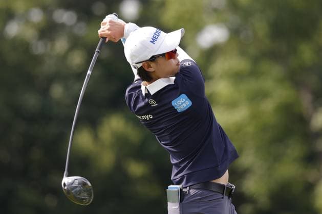GRAND RAPIDS, MI - JUNE 15: LPGA, Golf Damen golfer Narin An plays her tee shot on the 17th hole during the LPGA Meijer LPGA Classic for Simply Give on June 15th, 2024, at Blythefield Country Club in Grand Rapids, Michigan. (Photo by Brian Spurlock Icon Sportswire) GOLF: JUN 15 LPGA Meijer LPGA Classic for Simply Give EDITORIAL USE ONLY Icon24061579