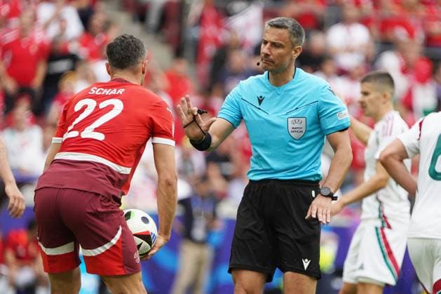 Football, UEFA Euro 2024, European Championship 2024, Group stage, Group A, Hungary Switzerland Cologne Stadium Fabian Schär, Switzerland ,Slavko Vincic Referee