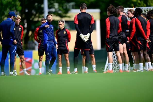 EURO 2024, Nationalteam Belgien, Training Belgium Media Activities - UEFA EURO, EM, Europameisterschaft,Fussball 2024 16 06 2024 FREIBERG AM NECKA, GERMANY - JUNE 16 : Tedesco Domenico head coach of Belgium and Red Devils during a training session of the Belgian Red Devils at the UEFA EURO 2024 European Football Championship tournament on June 16, 2024 in Freiberg am Necka, Germany, 16 06 2024 Freiberg am Necka Germany  Copyright: xPeterxDexVoechtx