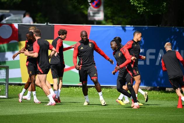 EURO 2024, Nationalteam Belgien, Training Belgium Media Activities - UEFA EURO, EM, Europameisterschaft,Fussball 2024 16 06 2024 FREIBERG AM NECKA, GERMANY - JUNE 16 : Lukaku Romelu forward of Belgium during a training session of the Belgian Red Devils at the UEFA EURO 2024 European Football Championship tournament on June 16, 2024 in Freiberg am Necka, Germany, 16 06 2024 Freiberg am Necka Germany  Copyright: xVincentxKalutx