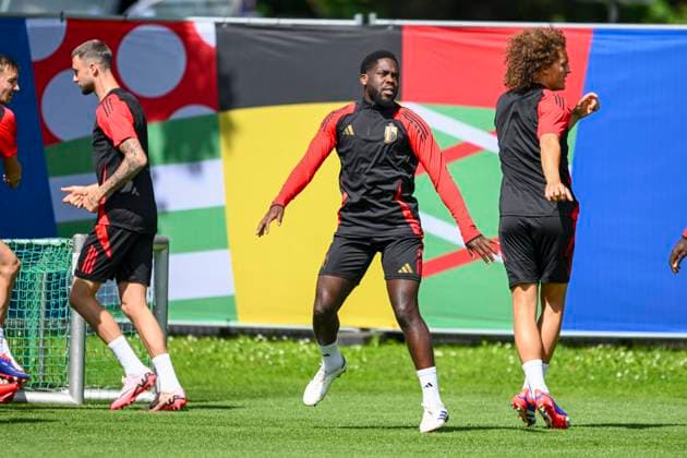 EURO 2024, Nationalteam Belgien, Training Belgium Media Activities - UEFA EURO, EM, Europameisterschaft,Fussball 2024 16 06 2024 FREIBERG AM NECKA, GERMANY - JUNE 16 : Mangala Orel midfielder of Belgium during a training session of the Belgian Red Devils at the UEFA EURO 2024 European Football Championship tournament on June 16, 2024 in Freiberg am Necka, Germany, 16 06 2024 Freiberg am Necka Germany  Copyright: xVincentxKalutx
