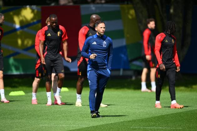 EURO 2024, Nationalteam Belgien, Training Belgium Media Activities - UEFA EURO, EM, Europameisterschaft,Fussball 2024 16 06 2024 FREIBERG AM NECKA, GERMANY - JUNE 16 : Tedesco Domenico head coach of Belgium during a training session of the Belgian Red Devils at the UEFA EURO 2024 European Football Championship tournament on June 16, 2024 in Freiberg am Necka, Germany, 16 06 2024 Freiberg am Necka Germany  Copyright: xVincentxKalutx