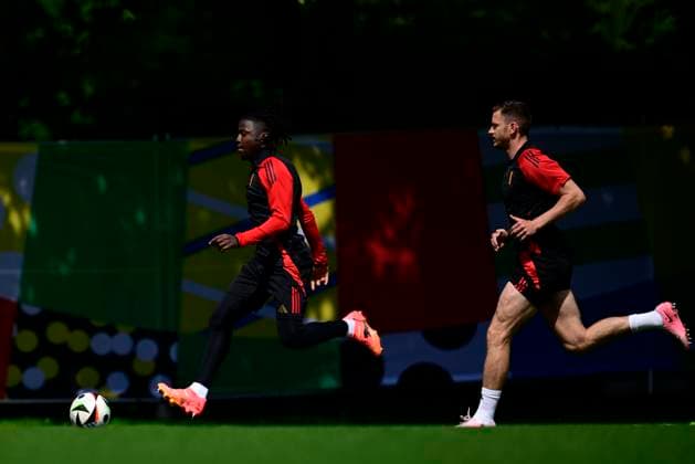 Belgium Media Activities - UEFA EURO, EM, Europameisterschaft,Fussball 2024 16 06 2024 FREIBERG AM NECKA, GERMANY - JUNE 16 : Bakayoko Johan forward of Belgium and Vertonghen Jan defender of Belgium during a training session of the Belgian Red Devils at the UEFA EURO 2024 European Football Championship tournament on June 16, 2024 in Freiberg am Necka, Germany, 16 06 2024 Freiberg am Necka Germany  Copyright: xPeterxDexVoechtx