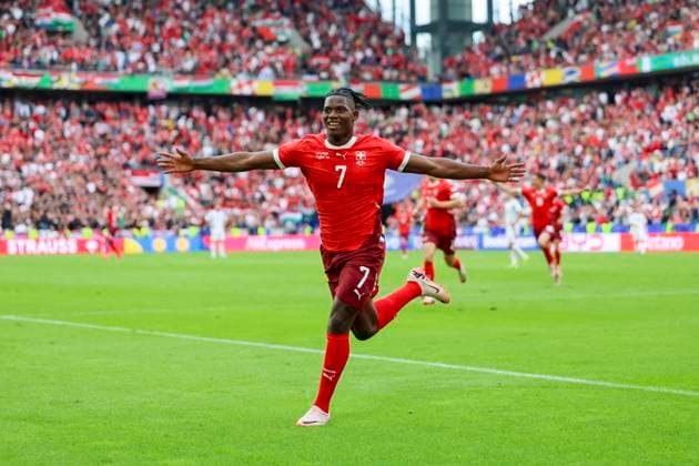 Breel Embolo Switzerland celebrates his goal for 1 3, UEFA EURO 2024 Group A, Hungary vs Switzerland, Stadion Köln, 15 06 2024, Cologne, Germany