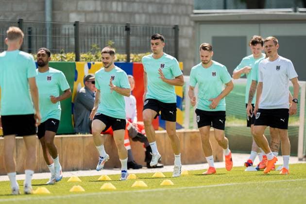 SOCCER - UEFA EURO, EM, Europameisterschaft,Fussball 2024 BERLIN,GERMANY,16.JUN.24 - SOCCER -UEFA EURO 2024, training Team AUT. Image shows the team of AUT.  GEPAxpictures xJohannesxFriedl