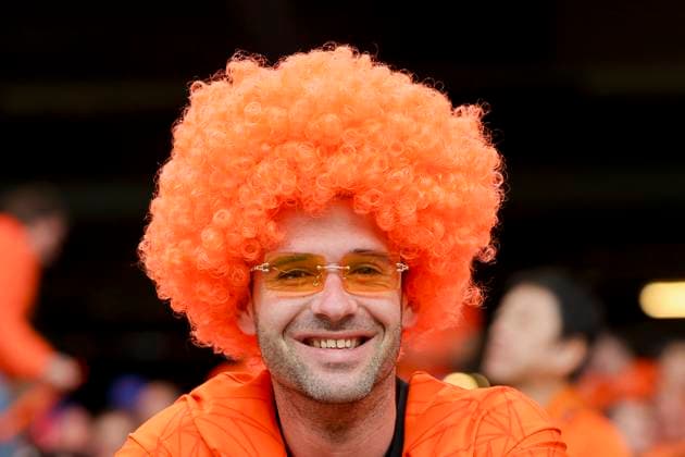 A fan from the Netherlands has put on an orange Peruecke, UEFA EURO 2024 Group D, Poland vs Netherlands, Volksparkstadion Hamburg, 16 06 2024, Hamburg, Germany