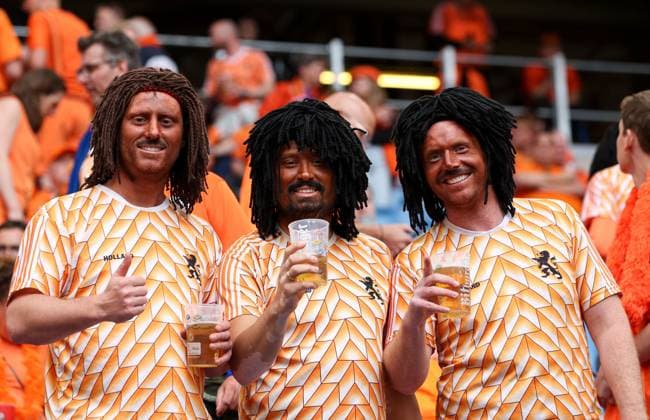 Ruud Gullit fans enjoy the pre-match atmosphere Poland v Netherlands, UEFA European Championship, EM, Europameisterschaft 2024, Group D, Football, Volksparkstadion, Hamburg, Germany, 16 Jun 2024 EDITORIAL USE ONLY No use with unauthorised audio, video, data, fixture lists, club league logos or live services. Online in-match use limited to 120 images, no video emulation. No use in betting, games or single club league player publications. Copyright: xMattxWest Shutterstockx 14539367z