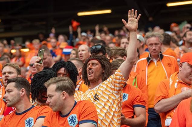 Football, men, season 2023 24, Euro 2024 Group D 1 matchday in Hamburg, Poland Netherlands, Dutch fans, 16 06 2024, Copyright: xSebastianxRäppold MatthiasxKochx