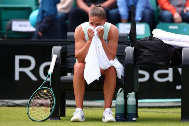16th June 2024; Lexus Nottingham Tennis Centre, Nottingham, England; Rothesay Nottingham Open, Day 7; Diane Parry during a break in her womens singles semi-final match with Karolina Pilskova  ActionPlus12655128 ShaunxBrooks