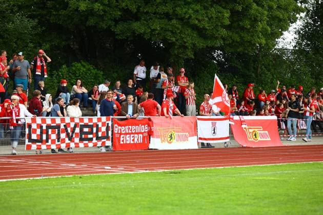 Soccer I Women I Promotion match 2 Bundesliga I SV Henstedt Ulzburg 1 FC Union Berlin I 16 06 2024 Fans of 1 FC Union Berlin Women Henstedt Ulzburg Beckersbergstadion Schleswig Holstein Germany Copyright: xLobeca RHx