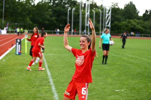 Soccer I Women I Promotion match 2 Bundesliga I SV Henstedt Ulzburg 1 FC Union Berlin I 16 06 2024 1 FC Union Berlin Women celebrate promotion to the 2 Bundesliga Celine Frank 6, 1 FC Union Berlin Women Henstedt Ulzburg Beckersbergstadion Schleswig Holstein Germany Copyright: xLobeca RHx