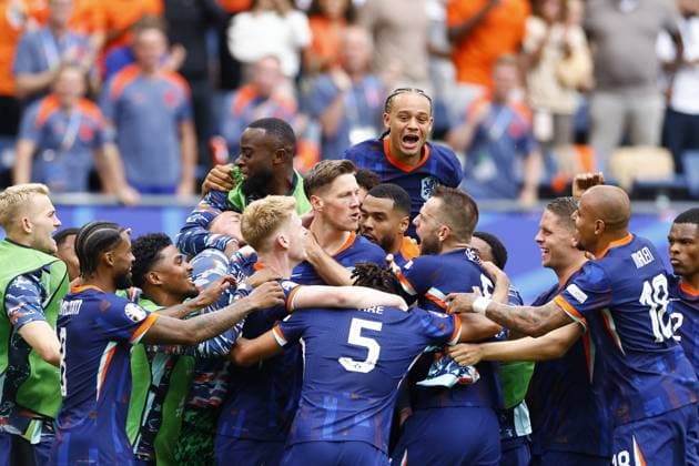 HAMBURG, Volkspark Stadium ,16-06-2024 , European Football Championship Euro2024, Group stage match no.7 between Poland and Netherlands. Netherlands player Wout Weghorst celebrating his goal 1-2 Poland - Netherlands (Euro2024)  x25506869x Copyright: